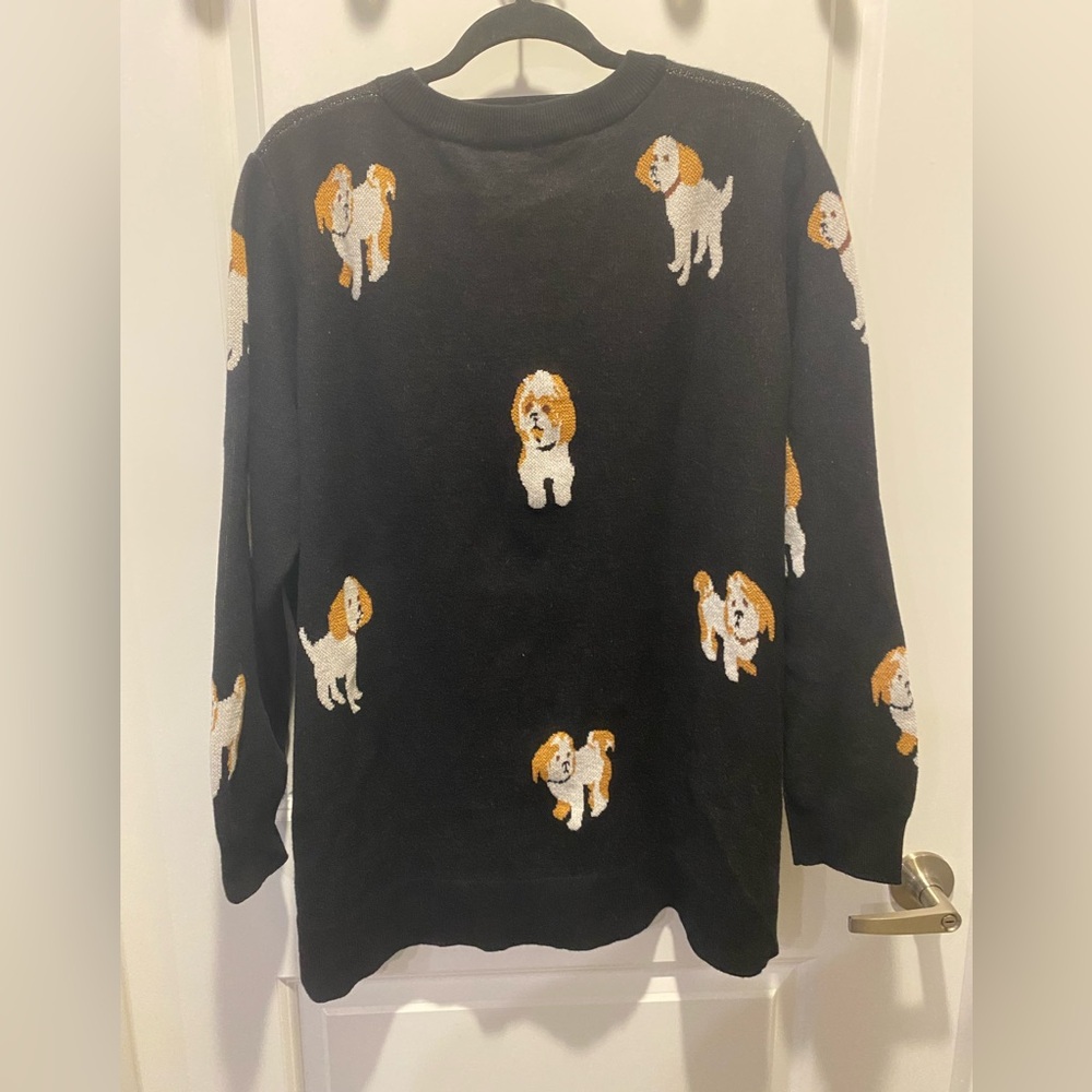 BloomChic Women Plus Black Crewneck Knit Sweater with Puppies - 18-20 - EUC - Picture 7 of 8